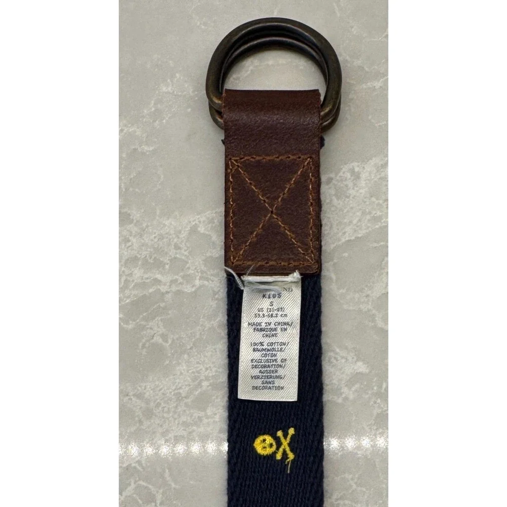 Lands End Leather And Cotton Belt Skull Cross Bones Navy Kids Size Small (21-23)